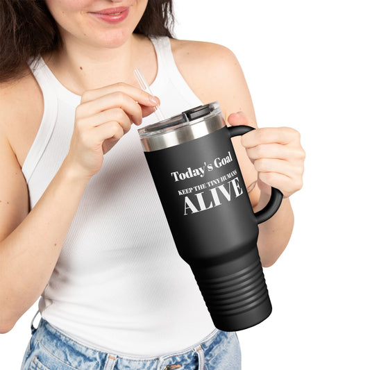Surviving Parenthood, One Sip at a Time: Meet the "Today's Goal: Keep the Tiny Humans Alive" Travel Mug
