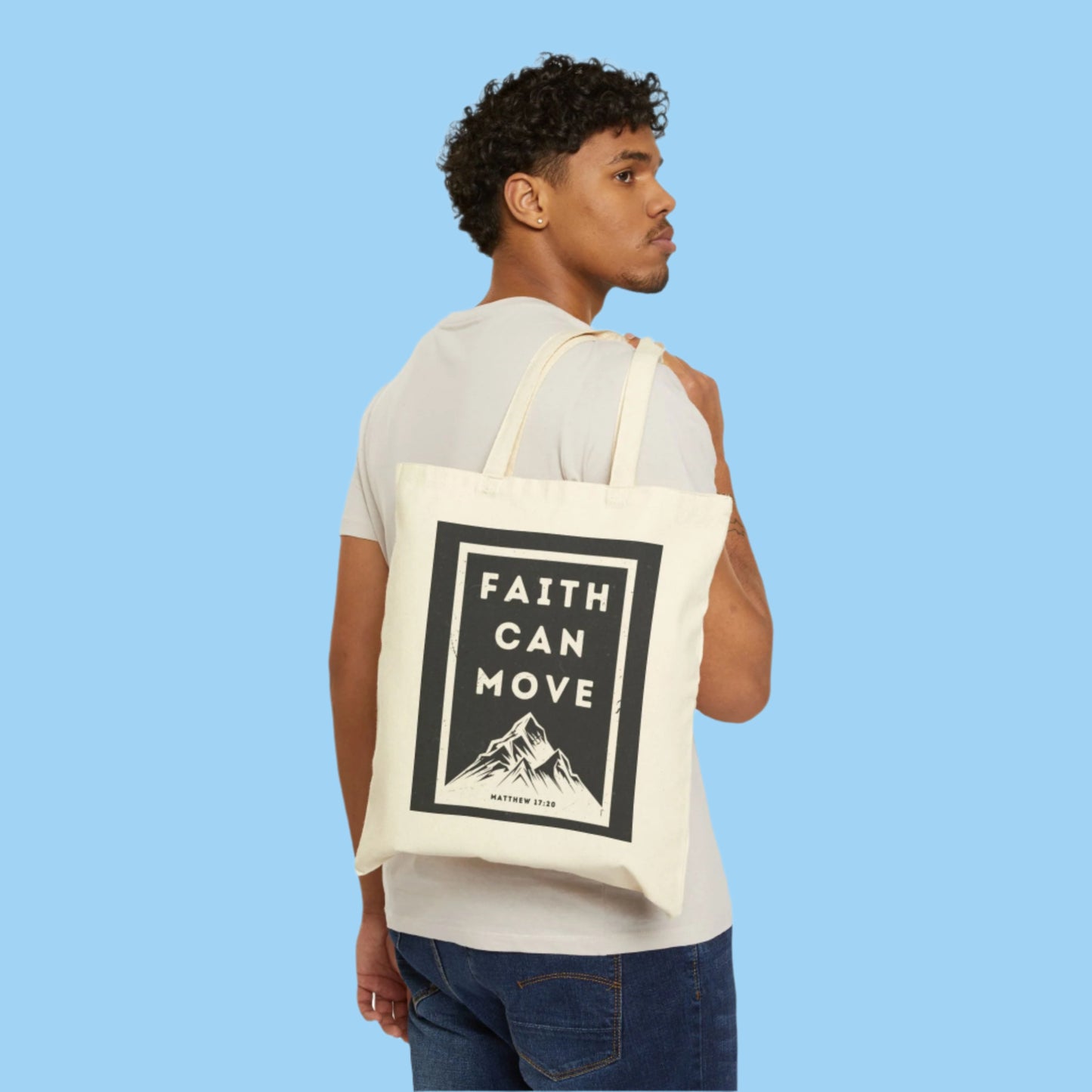 'Faith Can Move' Inspirational Cotton Canvas Tote Bag -