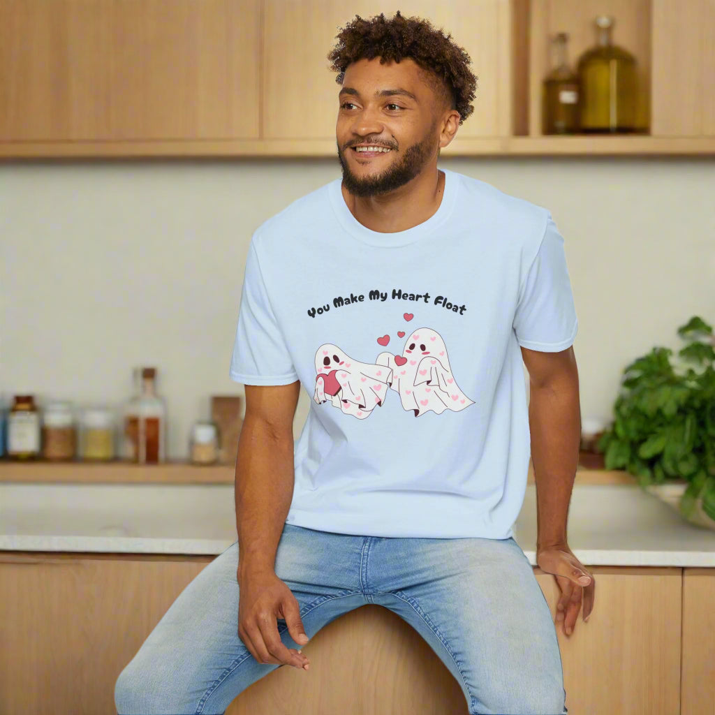 Adorable Ghosts Valentine's Tee - "You Make My Heart Float" T-Shirt