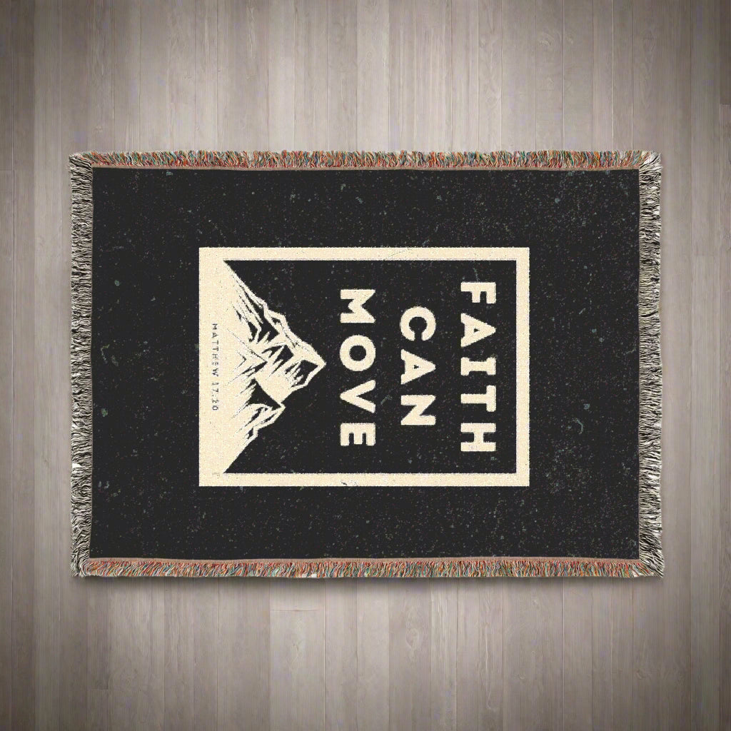 Faith Can Move Mountains – Inspirational Woven Throw Blanket