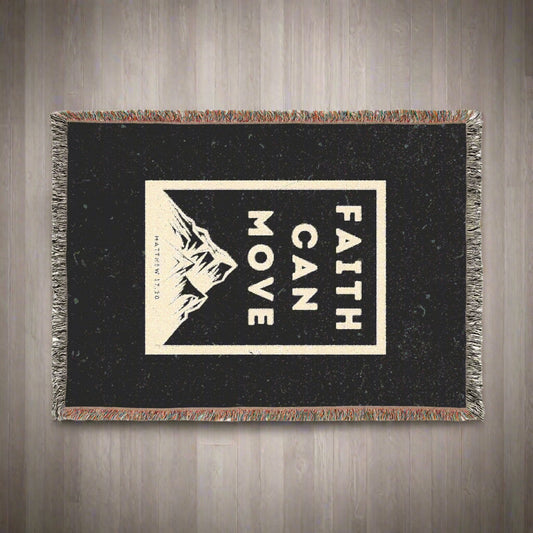 Faith Can Move Mountains β Inspirational Woven Throw Blanket