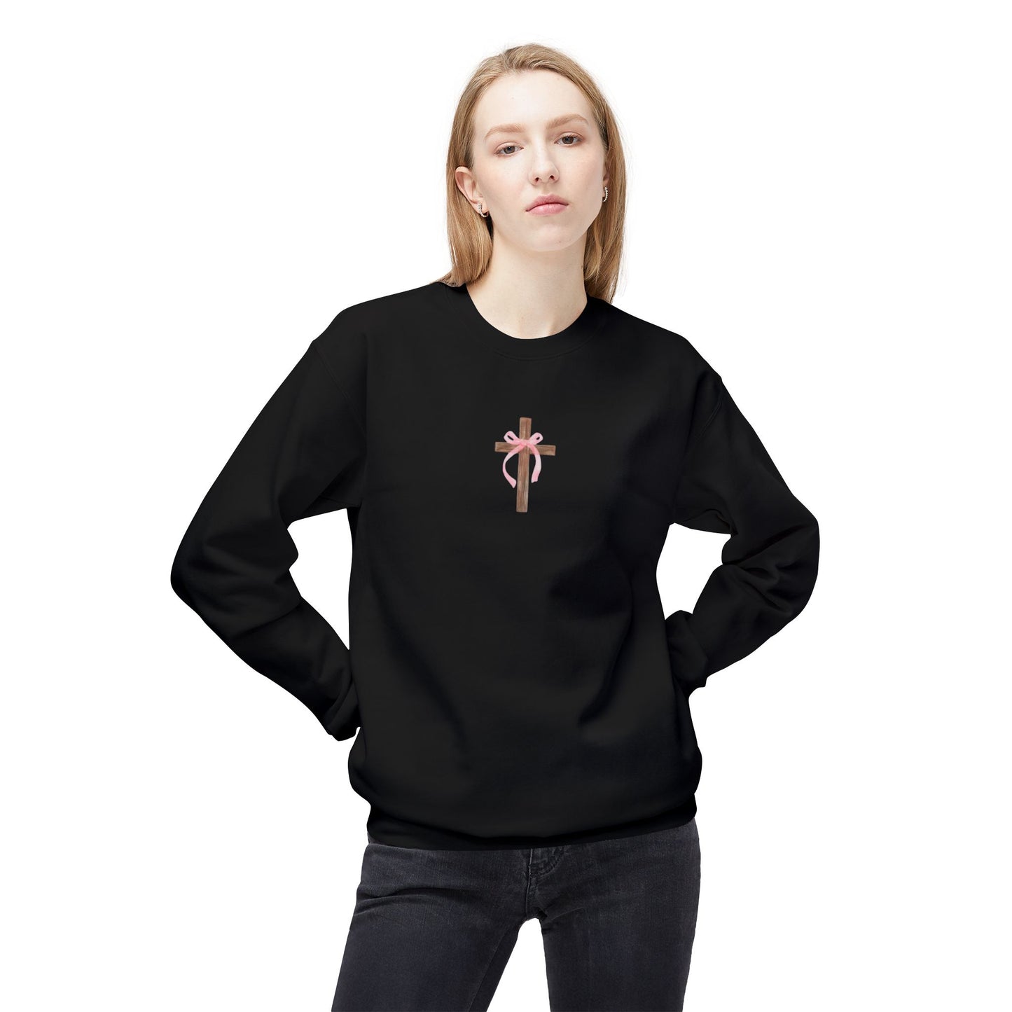 Cross and Bows Inspirational Sweatshirt - Faith & Encouragement