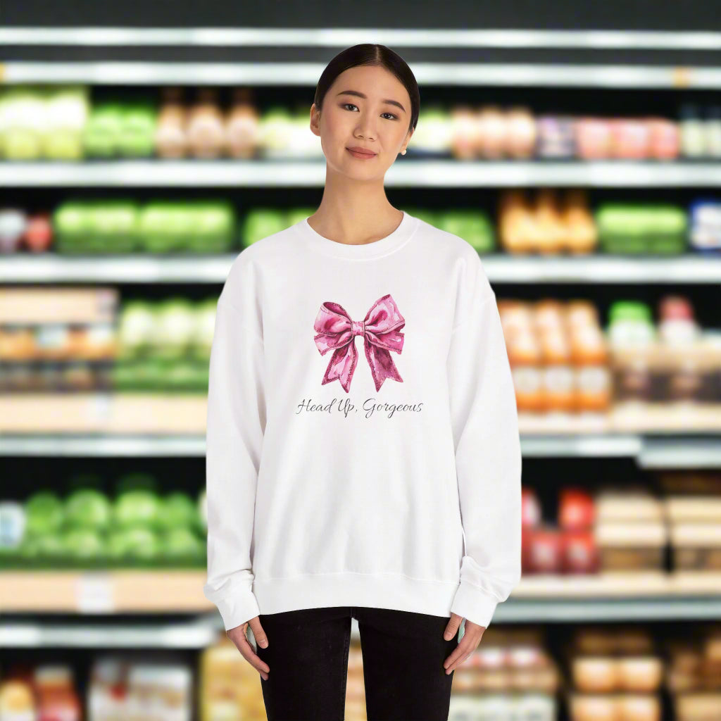 Head Up Gorgeous" Bow Crewneck