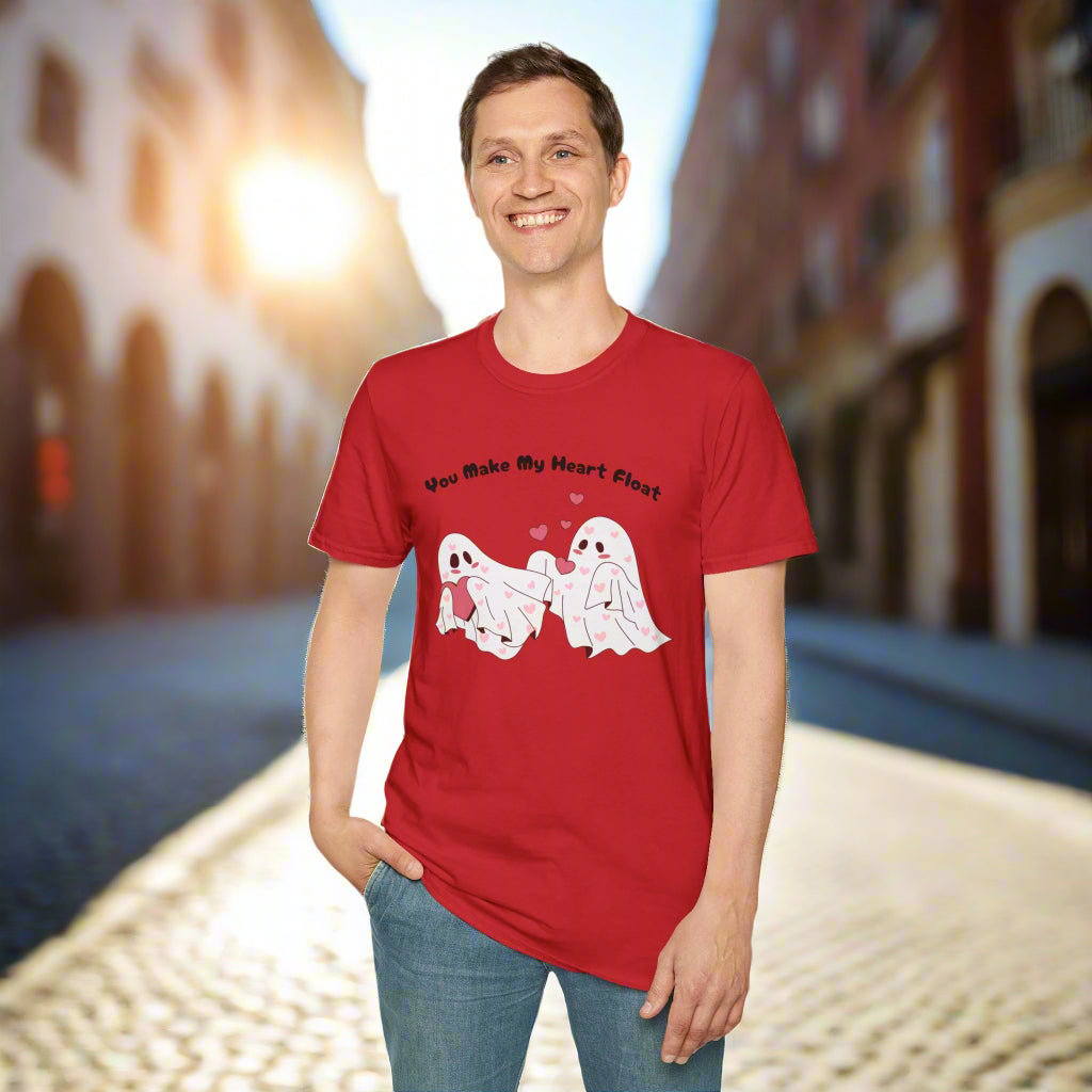 Adorable Ghosts Valentine's Tee - "You Make My Heart Float" T-Shirt