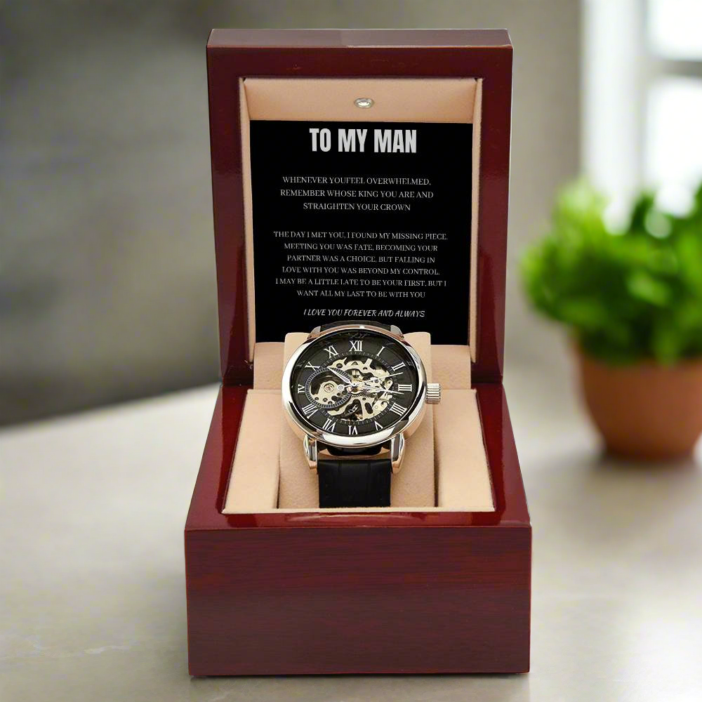 MY MAN Straighten your crown and remember I love you Open Work Watch