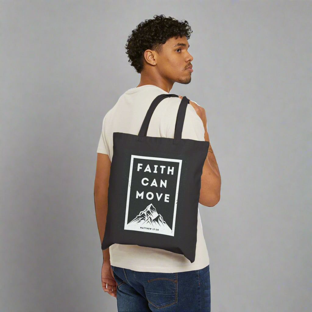 'Faith Can Move' Inspirational Cotton Canvas Tote Bag -