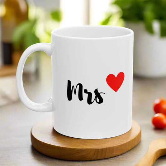 Mrs Love Mug - Heart Design - Perfect Gift for Coffee Lovers