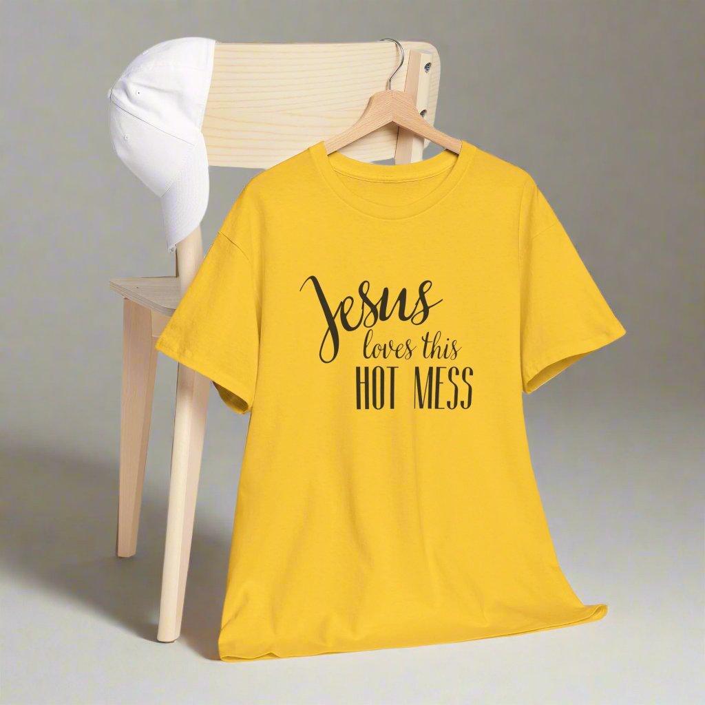 Jesus Loves This Hot Mess Unisex Heavy Cotton Tee