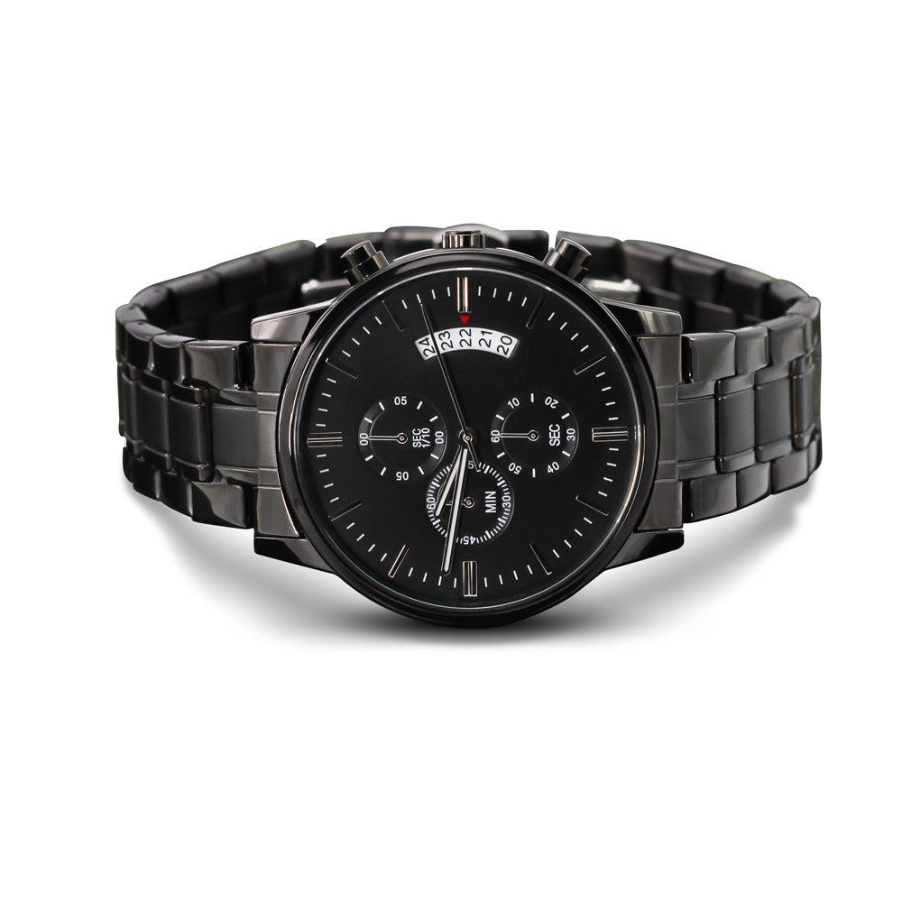 Black Chronograph Watch - Customize to Add your Personal message