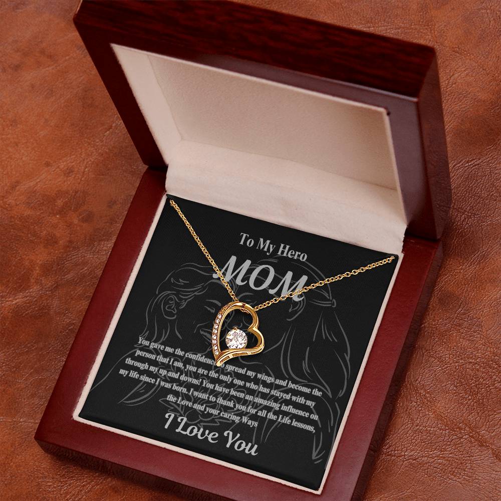 Mom You're My Hero Heart Necklace