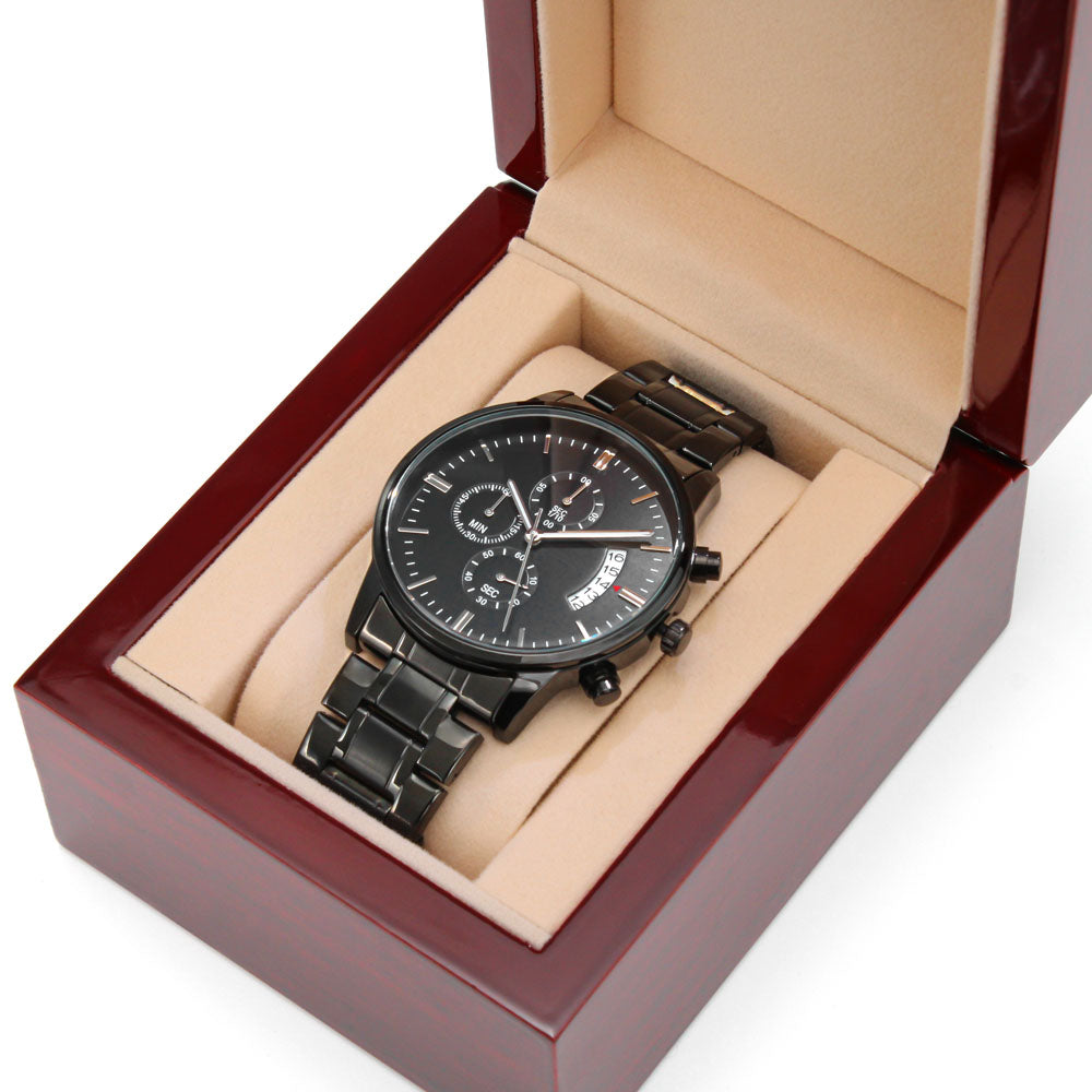 Black Chronograph Watch - Customize to Add your Personal message