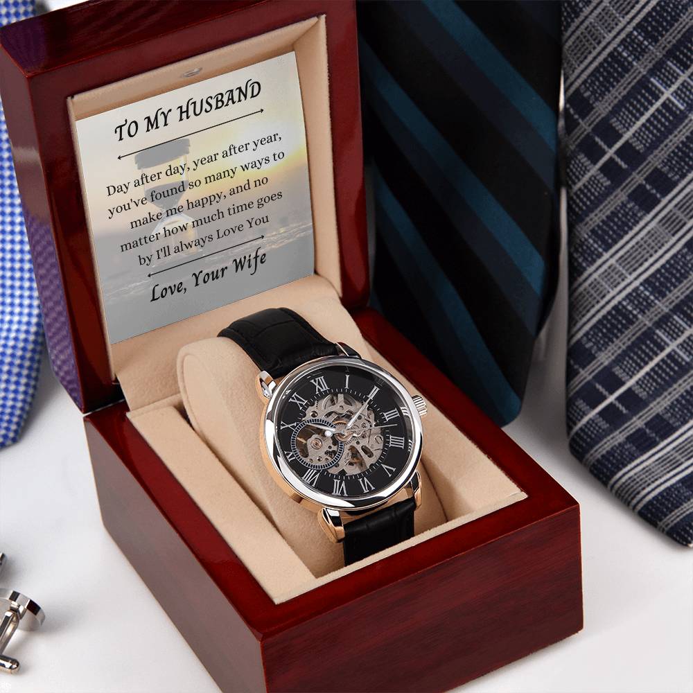 Husband- No Matter the Time that Passes I will love you Openwork Watch