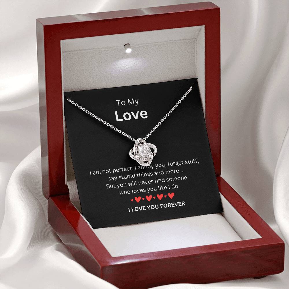 My Love- I'm Not Perfect Love Knot Necklace