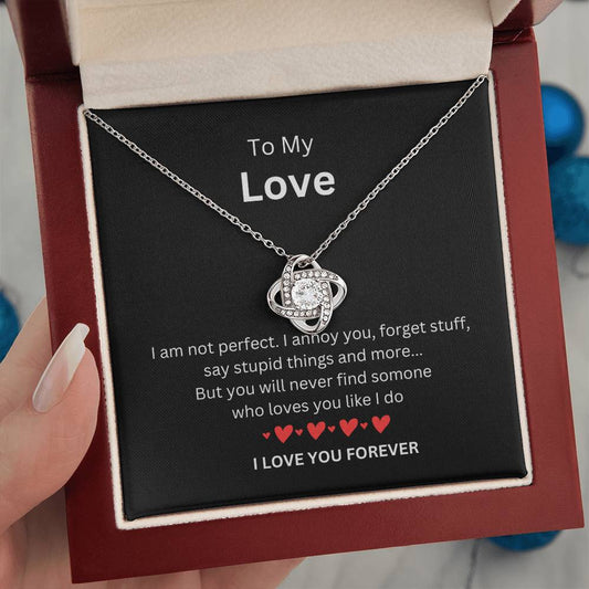 My Love- I'm Not Perfect Love Knot Necklace