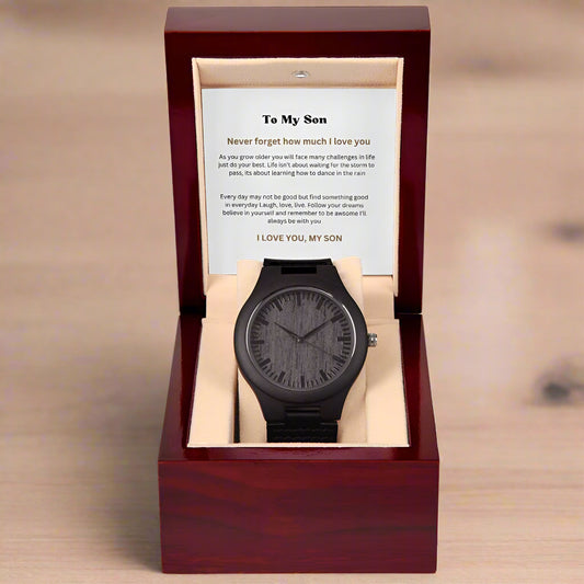 Son Never Forget How Much I love You Wooden Watch