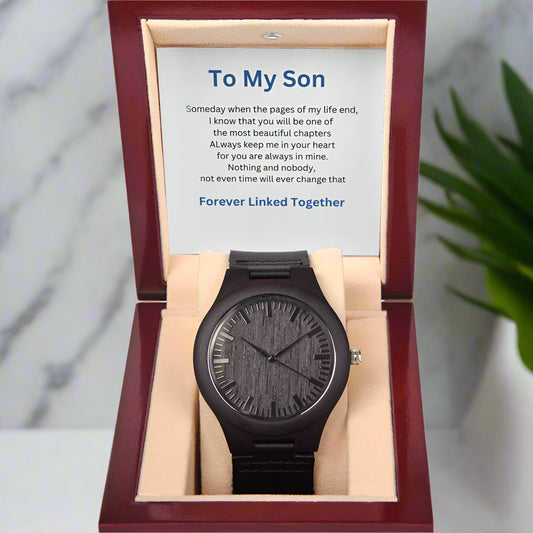 Son We are Forever Linked  Together Wooden Watch