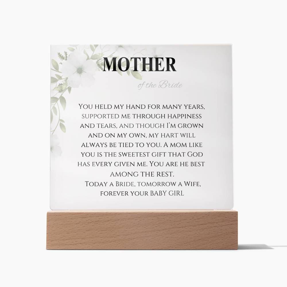 Mother of the Bride from your Baby Girl Acrylic Plaque