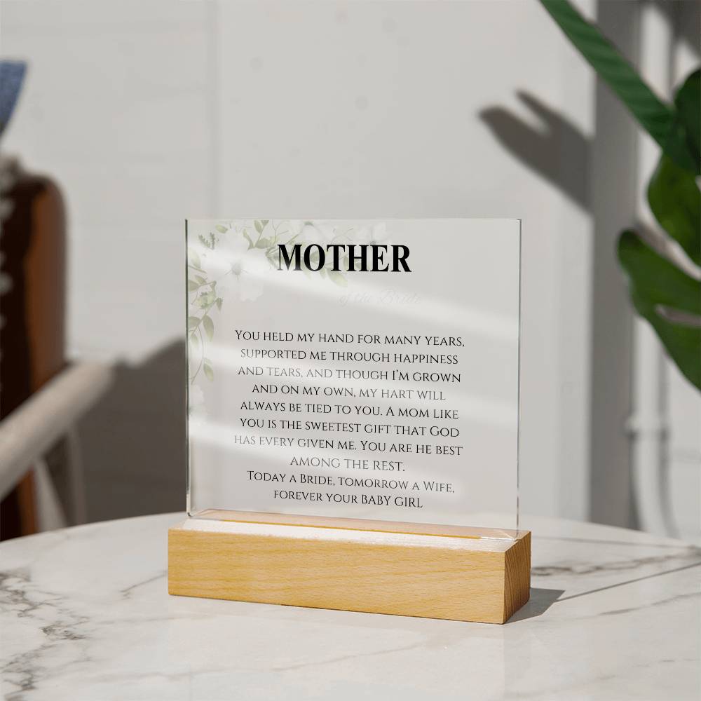 Mother of the Bride from your Baby Girl Acrylic Plaque