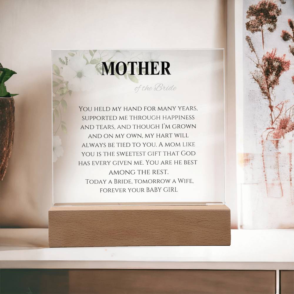 Mother of the Bride from your Baby Girl Acrylic Plaque