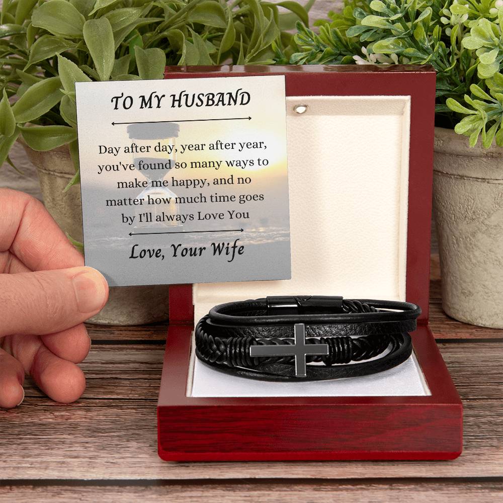 To My Husband I will Always love you Cross Bracelet