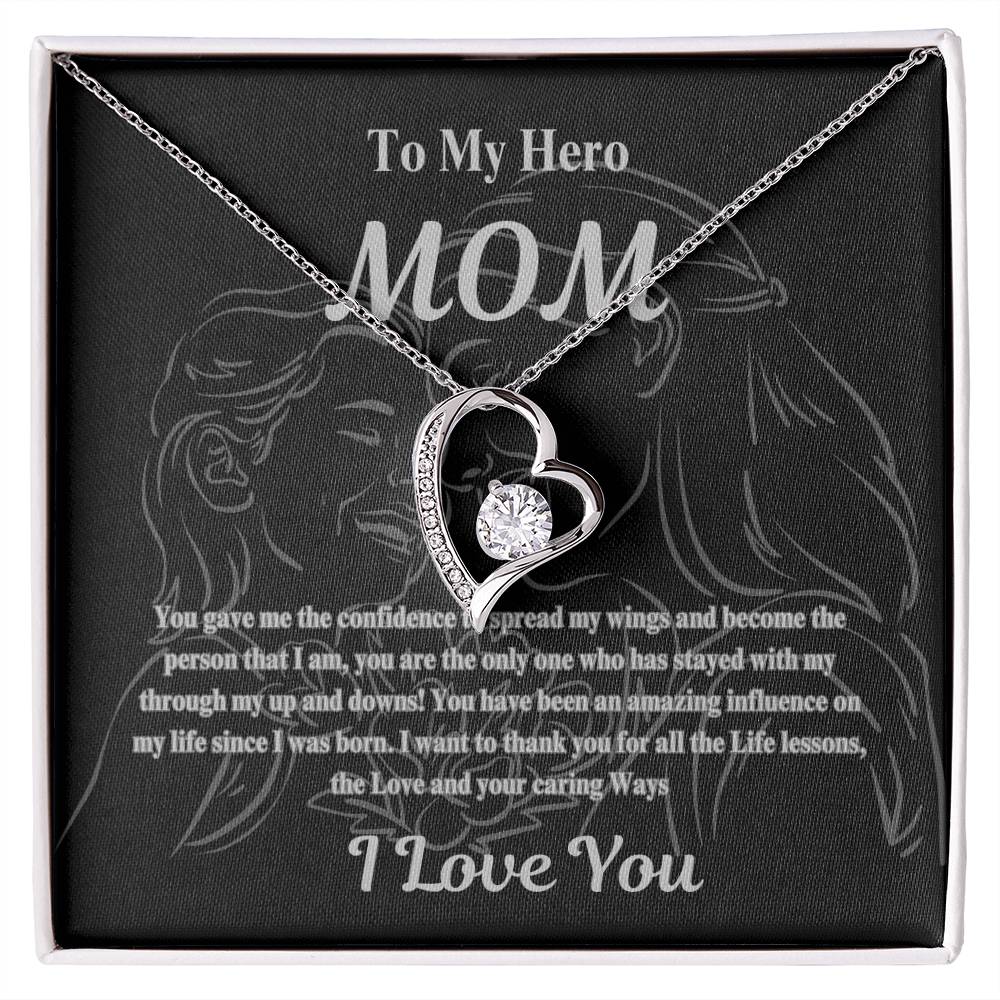 Mom You're My Hero Heart Necklace