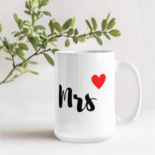 Mrs. Coffee Mug - Elegant Ceramic Mug for Brides & Wives