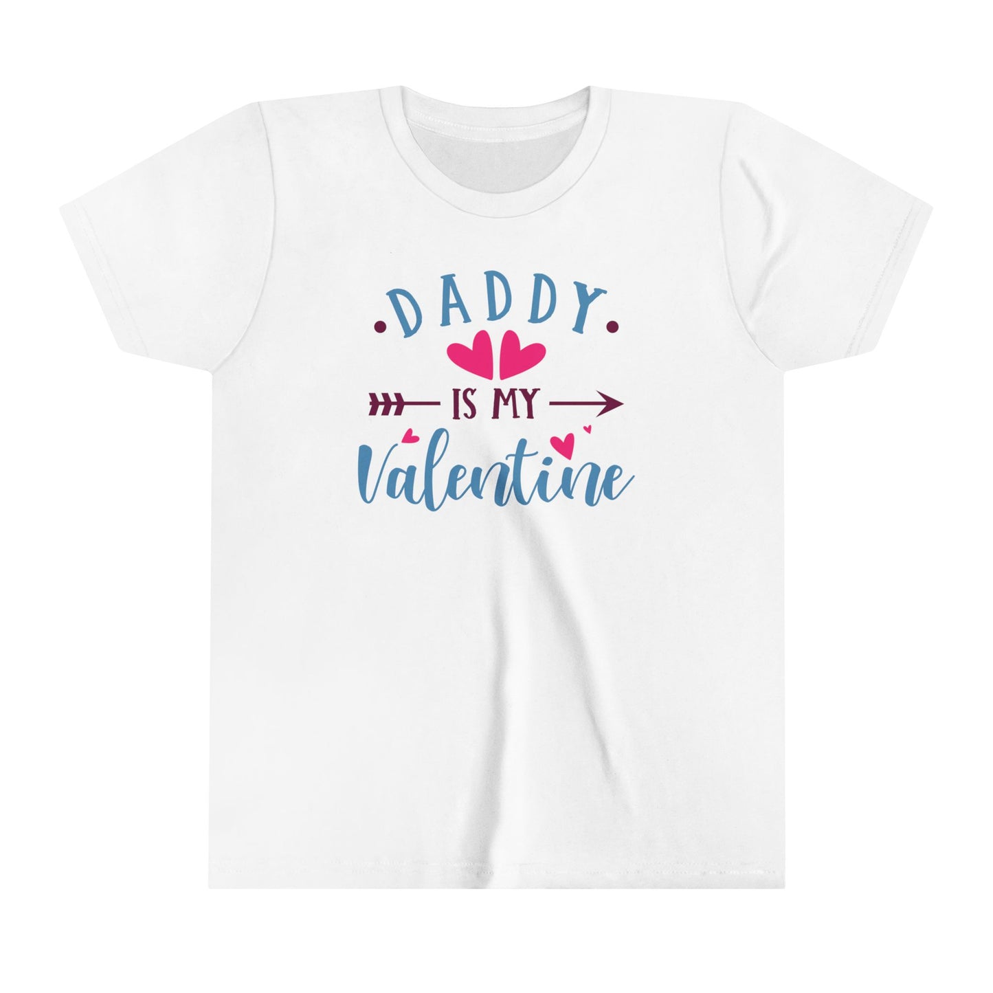 Daddy Is My Valentine Youth Tee - Cute Kids Short Sleeve Shirt for Valentine's Day