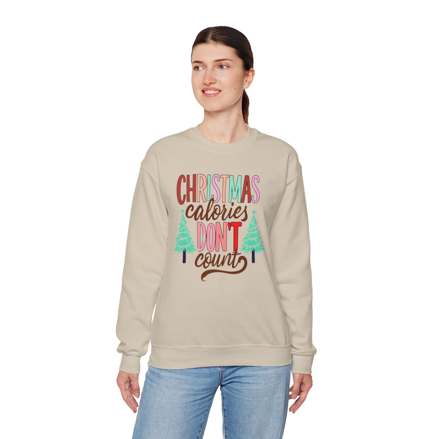 Funny Christmas Sweatshirt - 'Calories Don't Count' Holiday Crewneck