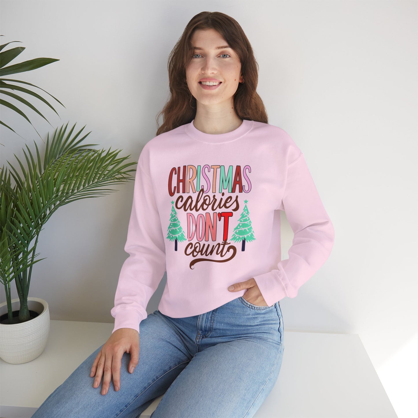 Funny Christmas Sweatshirt - 'Calories Don't Count' Holiday Crewneck