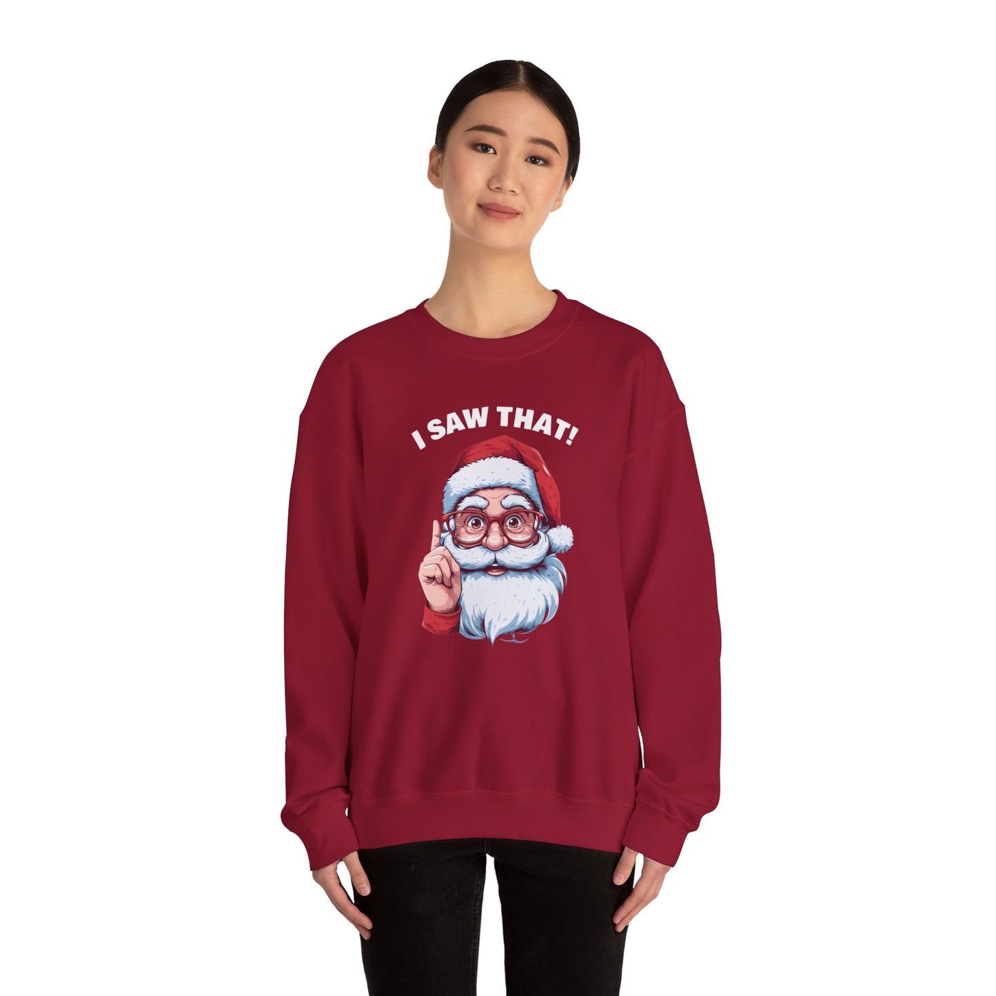 Funny Santa Sweatshirt – "I Saw That!" Unisex Crewneck for the Holidays