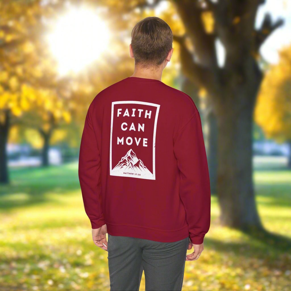 Faith Can Move Unisex Crewneck Sweatshirt - Inspirational Mountain Design