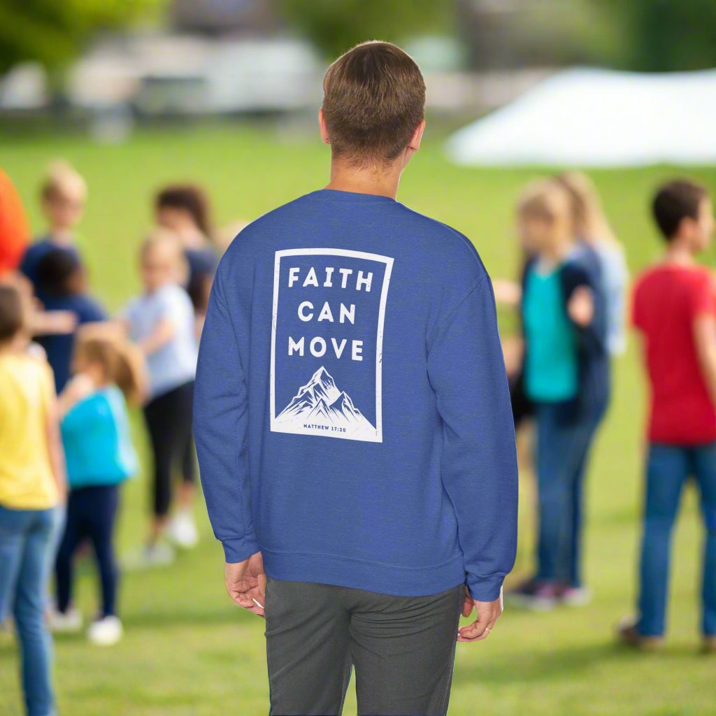 Faith Can Move Unisex Crewneck Sweatshirt - Inspirational Mountain Design