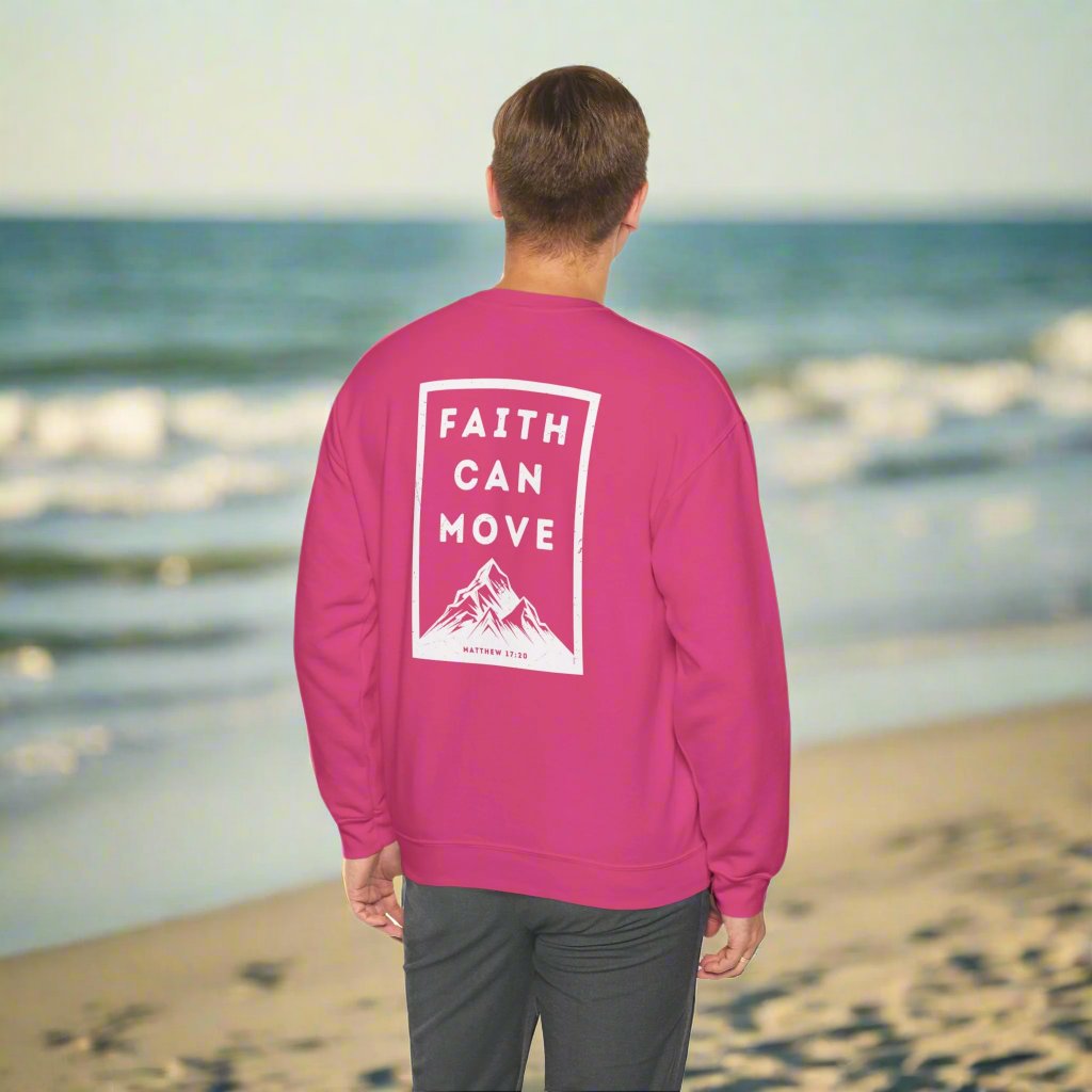 Faith Can Move Unisex Crewneck Sweatshirt - Inspirational Mountain Design