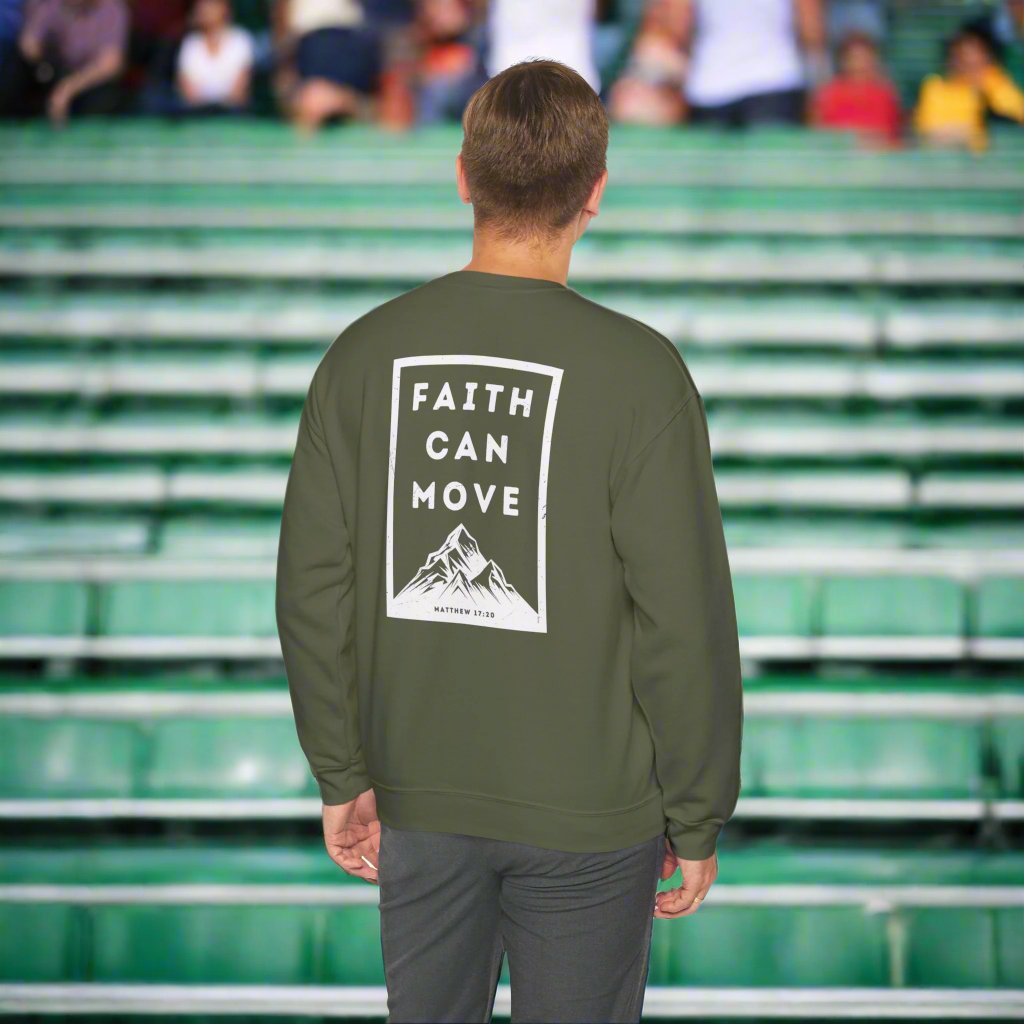 Faith Can Move Unisex Crewneck Sweatshirt - Inspirational Mountain Design