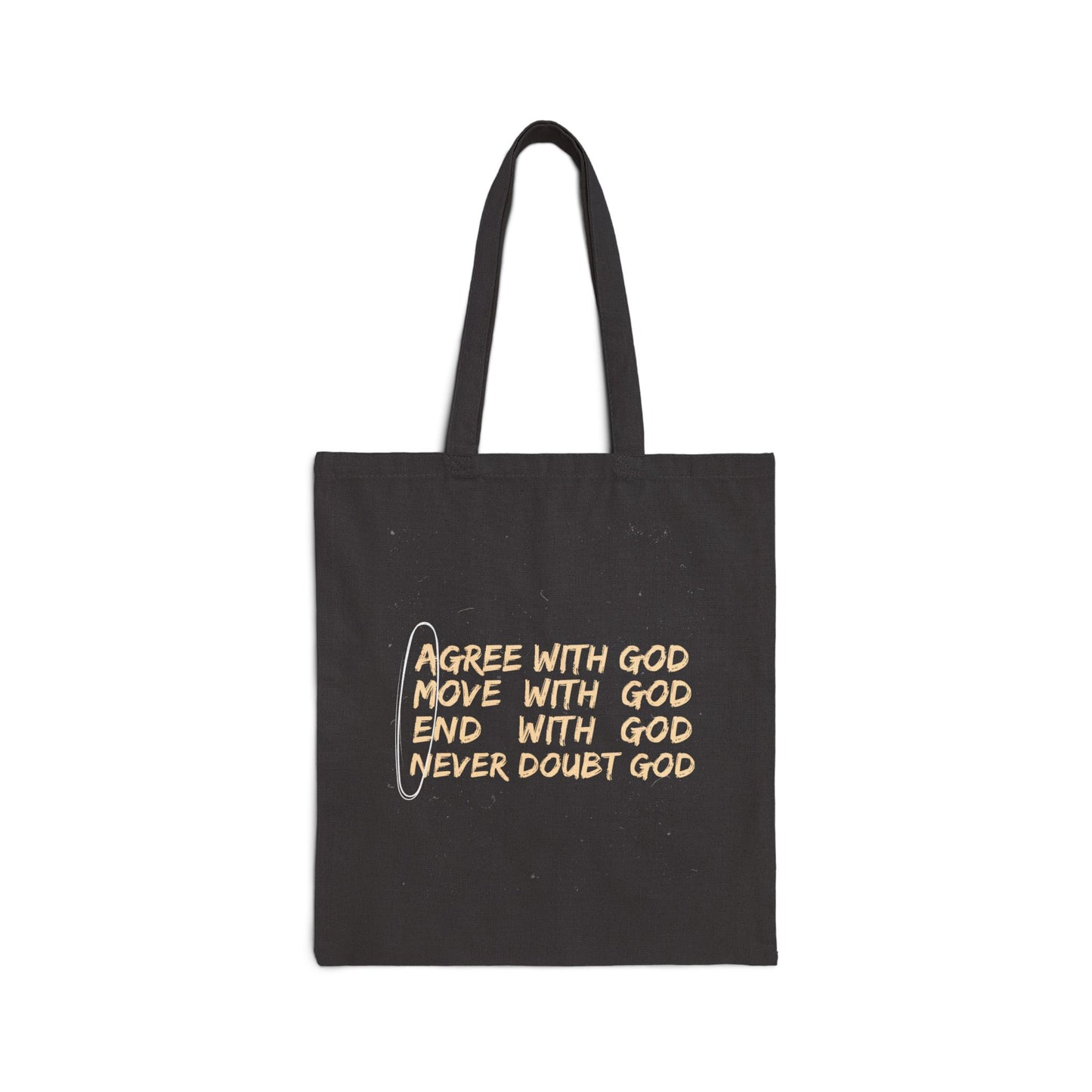 Inspirational Cotton Canvas Tote Bag - "Agree with God, Move with God, End with God, Never Doubt God"