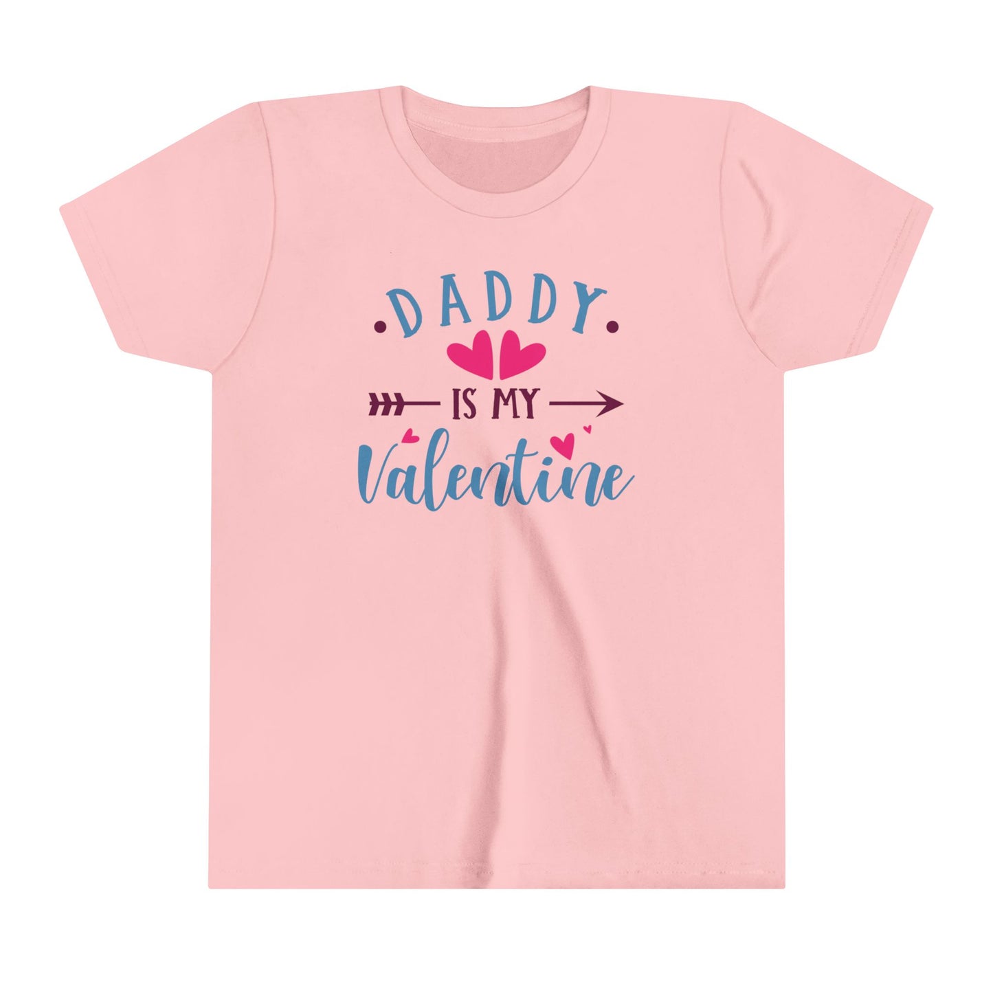 Daddy Is My Valentine Youth Tee - Cute Kids Short Sleeve Shirt for Valentine's Day