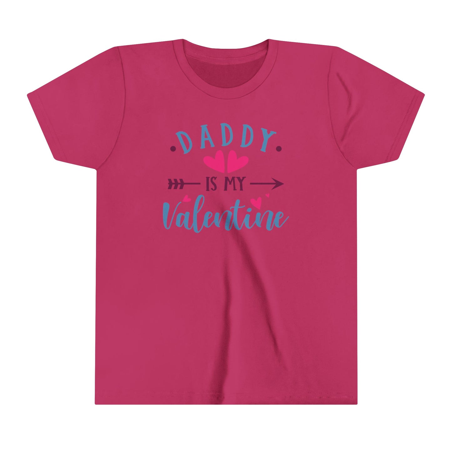 Daddy Is My Valentine Youth Tee - Cute Kids Short Sleeve Shirt for Valentine's Day