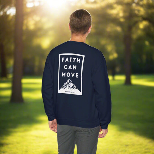 Faith Can Move Unisex Crewneck Sweatshirt - Inspirational Mountain Design