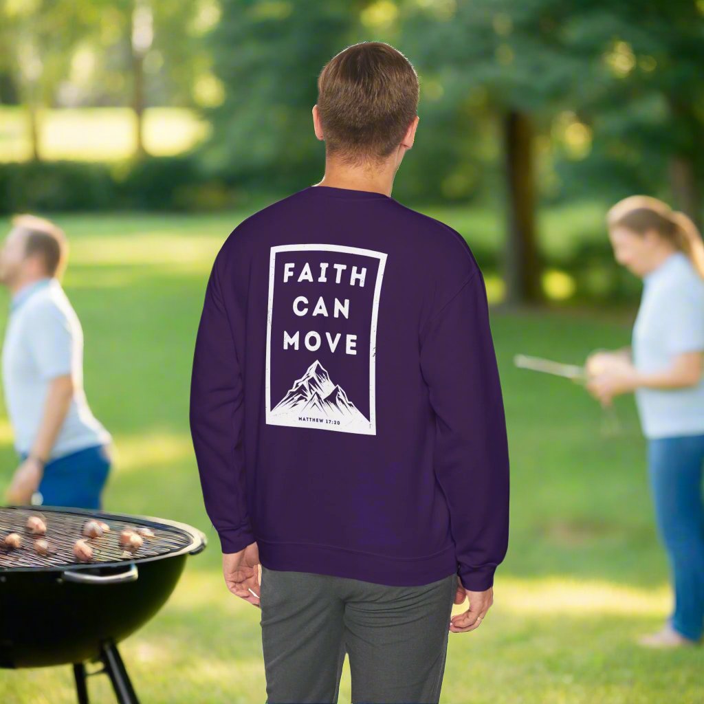 Faith Can Move Unisex Crewneck Sweatshirt - Inspirational Mountain Design