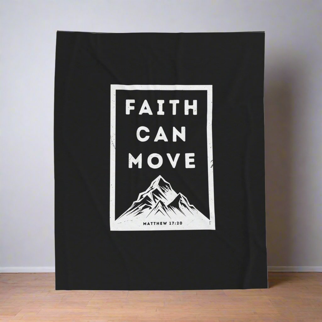 Velveteen Plush Blanket - Faith Can Move Cozy Inspirational Gift