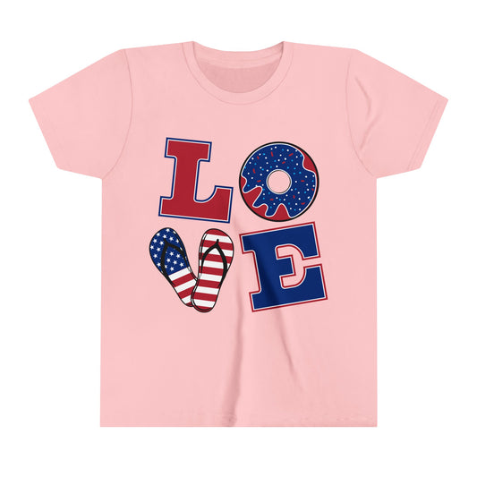 Love RED White and Blue Youth Short Sleeve Tee