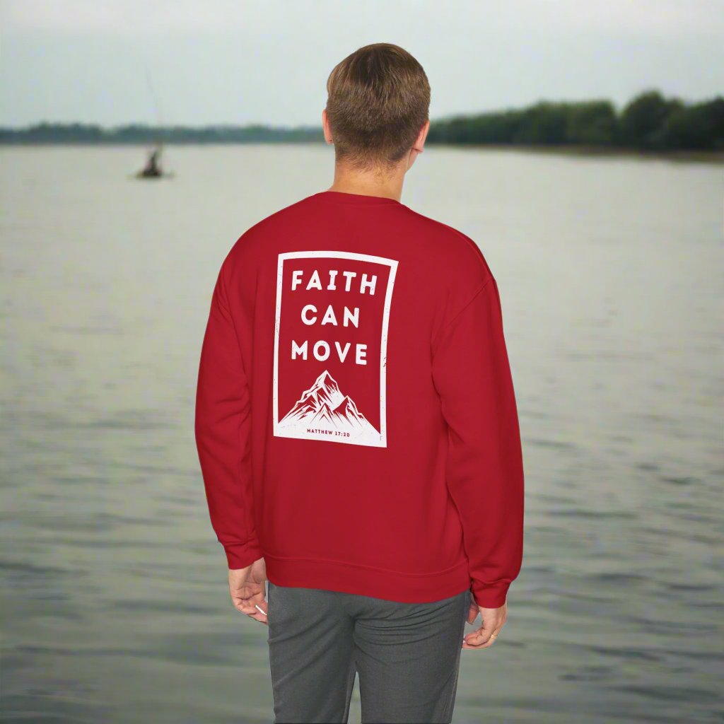 Faith Can Move Unisex Crewneck Sweatshirt - Inspirational Mountain Design