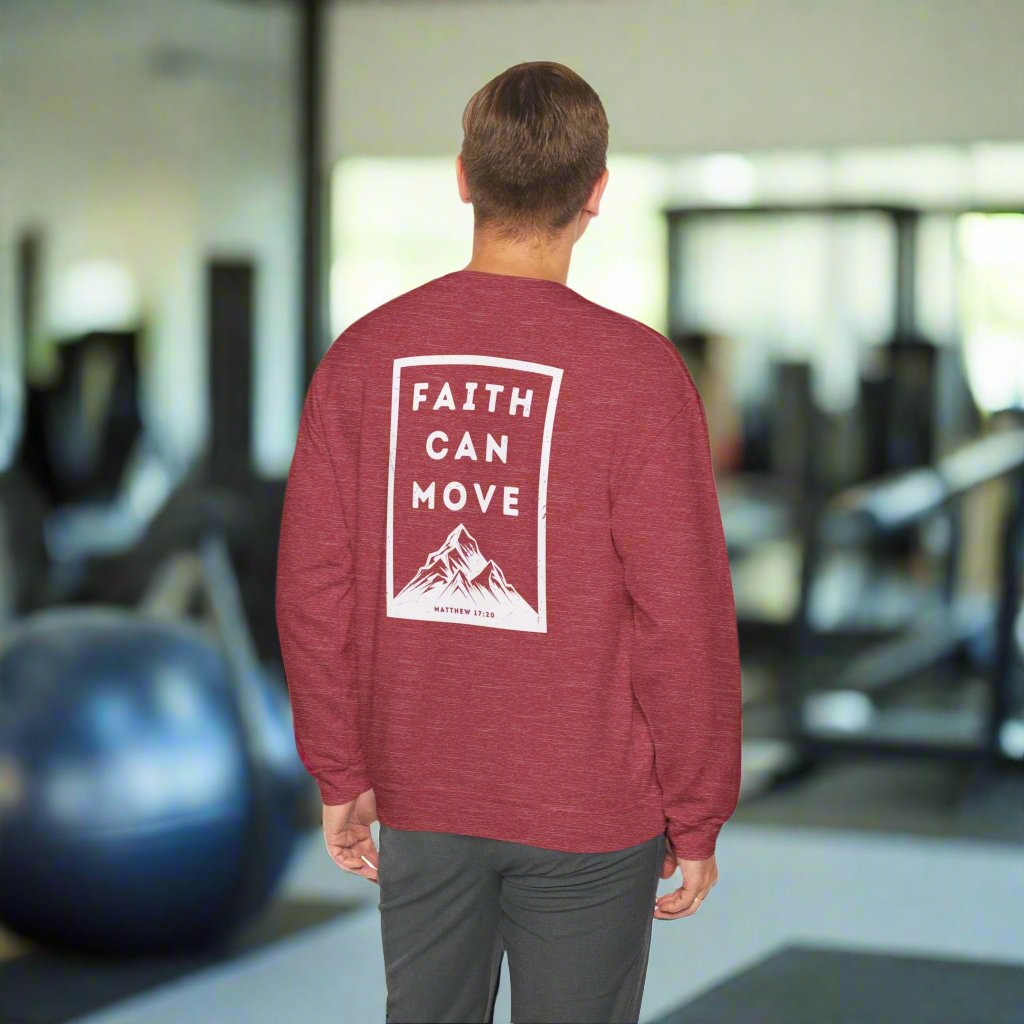 Faith Can Move Unisex Crewneck Sweatshirt - Inspirational Mountain Design