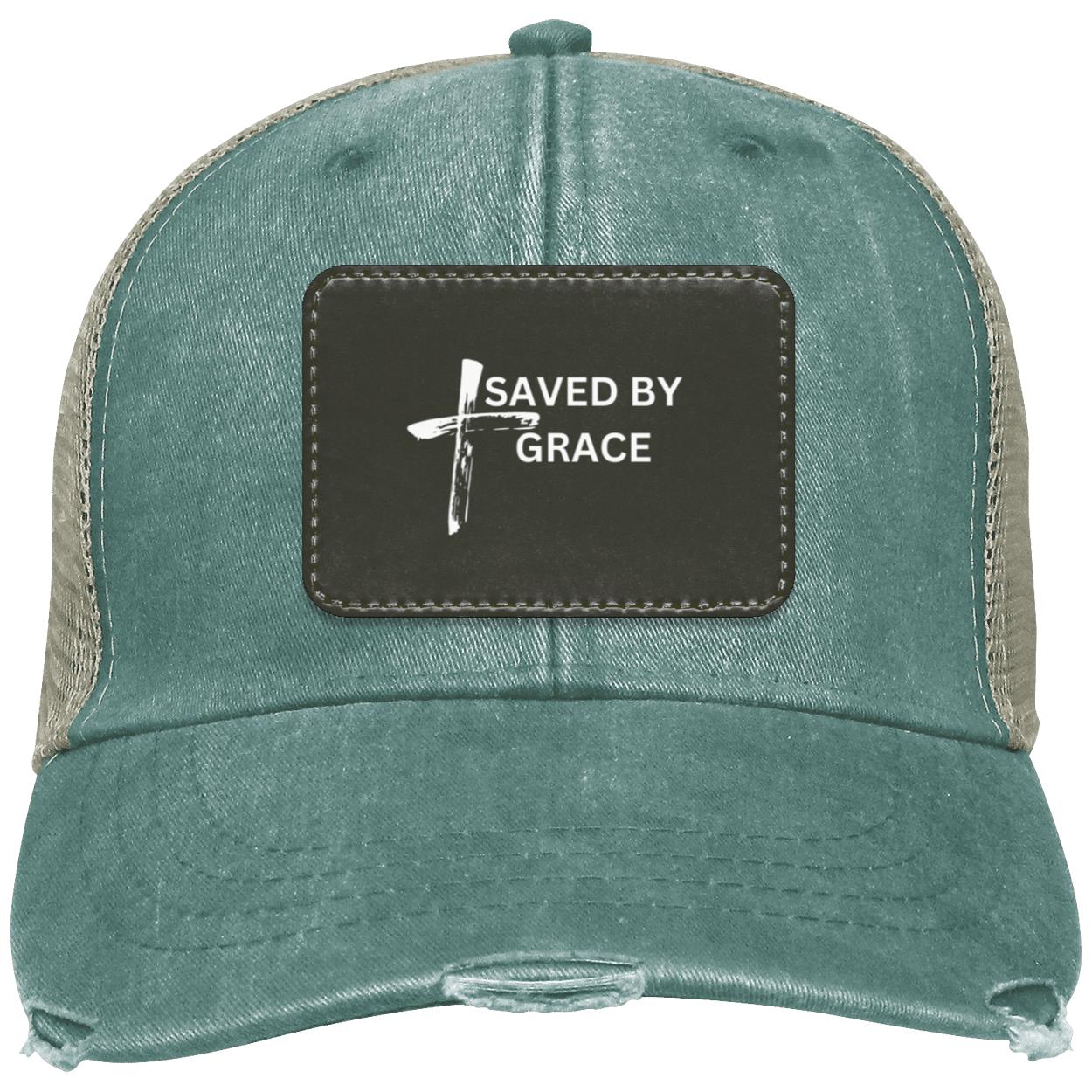 Saved By Grace Black Background Ball Cap