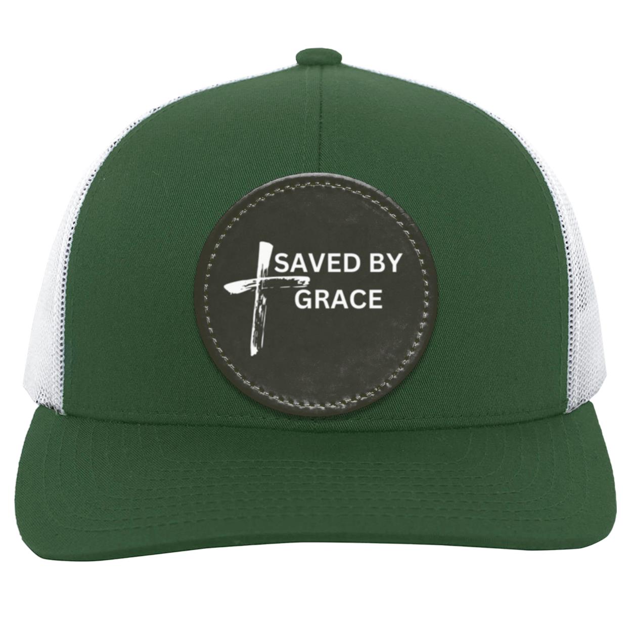 Saved By Grace Black Background Ball Cap