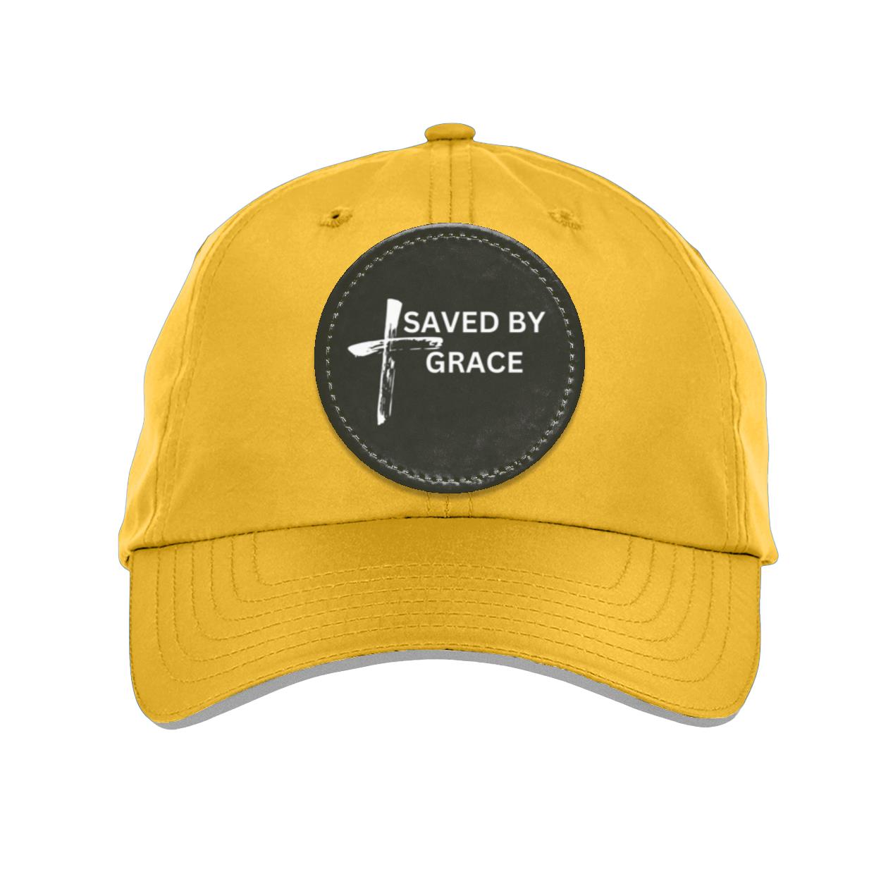 Saved By Grace Black Background Ball Cap