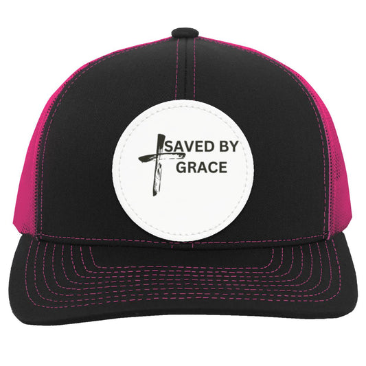 Saved By Grace White Background Ball Cap