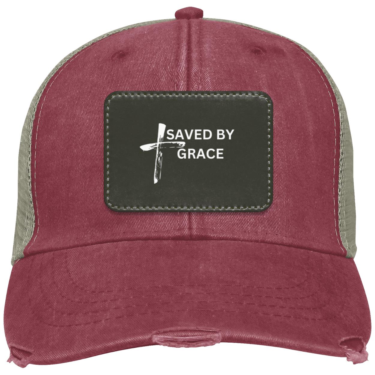 Saved By Grace Black Background Ball Cap