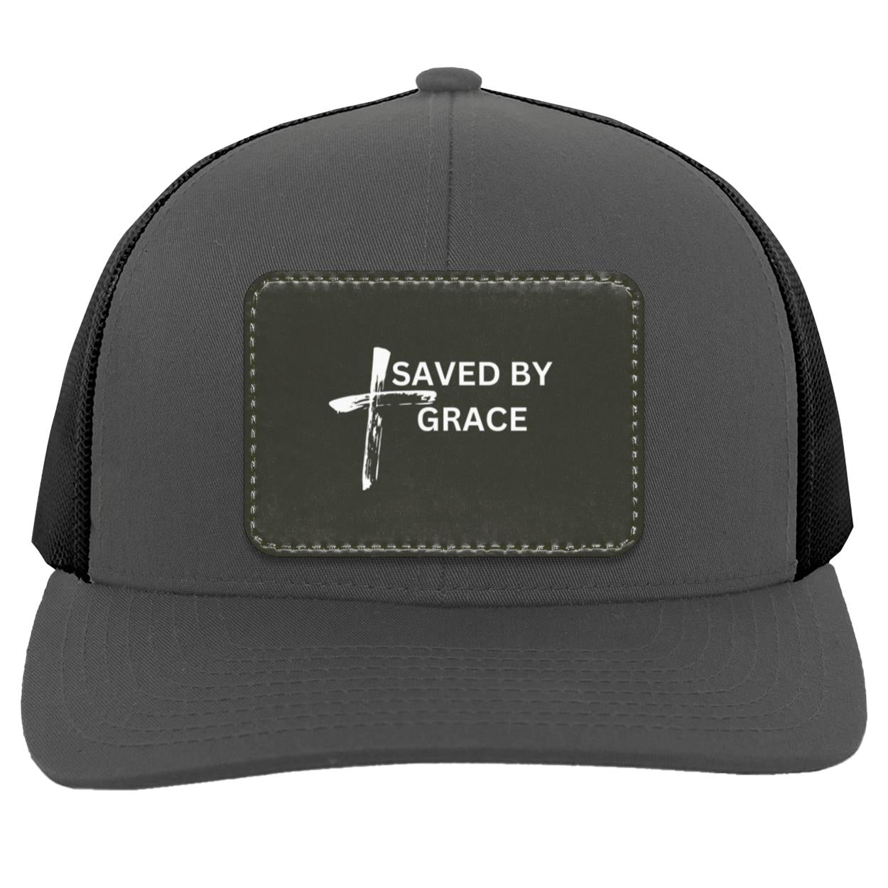 Saved By Grace Black Background Ball Cap