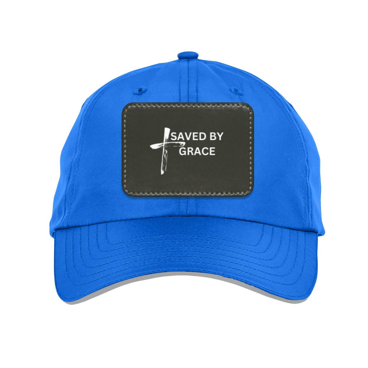 Saved By Grace Black Background Ball Cap